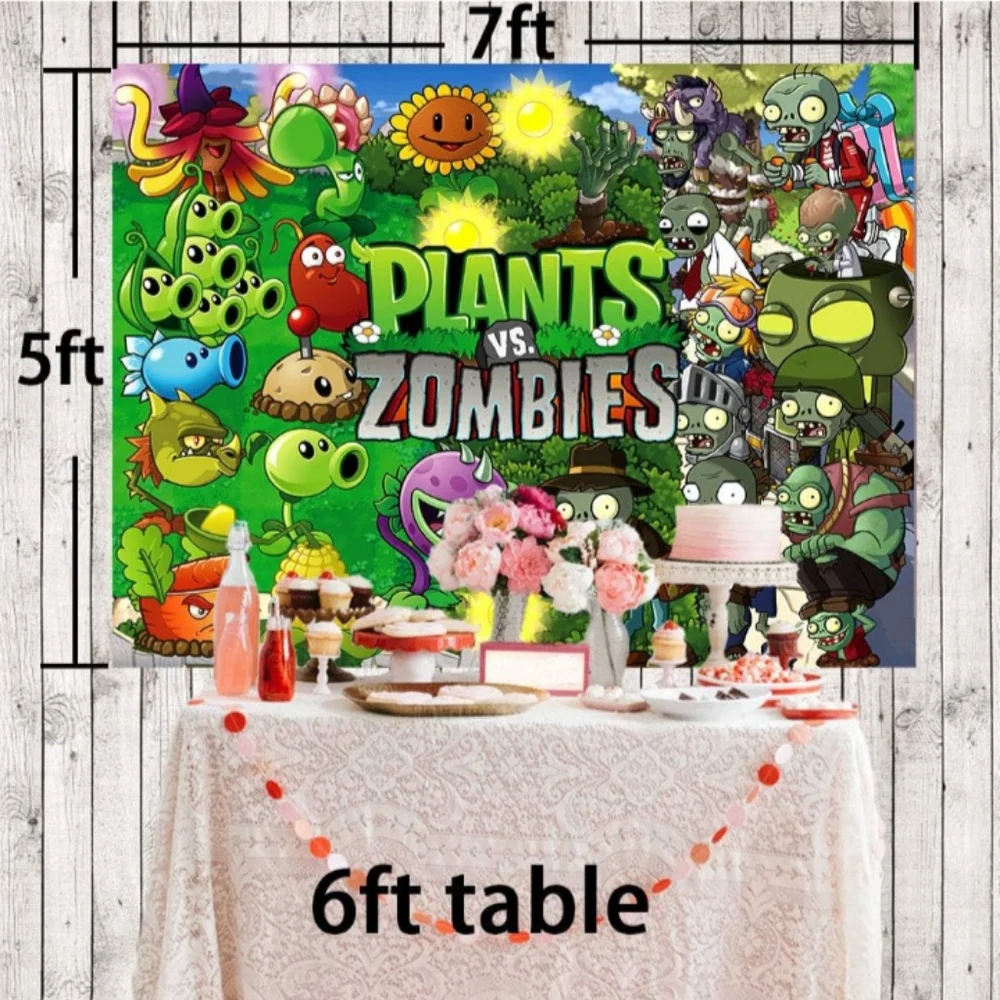 Grehge Backdrop Poster Plants VS Zombies Large Wall Birthday Party Wall Decor